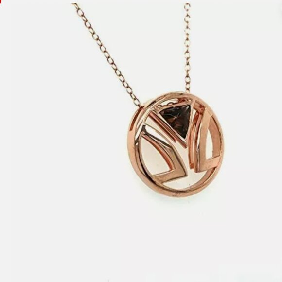 14k  gold plated  Silver Levian Chocolate Quartz Pendant Necklace - Picture 3 of 3